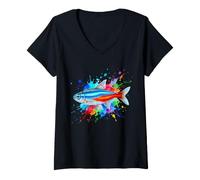 Women's Neon Tetra V-Neck T-Shirt