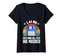 Women's Nerd Computer 1.44 MB was All WE Needed Funny Science Coder V-Neck T-Shirt