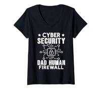 Women's Nerd Computer Cyber Security DAD Human Firewall Coder V-Neck T-Shirt