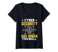 Women's Nerd Computer Cyber Security DAD Human Firewall Coder V-Neck T-Shirt
