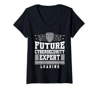 Women's Nerd Computer Future Cybersecurity Expert LAODING Coder V-Neck T-Shirt