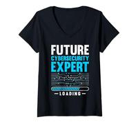 Women's Nerd Computer Future Cybersecurity Expert LAODING Coder V-Neck T-Shirt