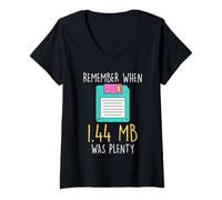 Womens Nerd Computer Remember When 1.44 MB was Pretty Science Coder V-Neck T-Shirt