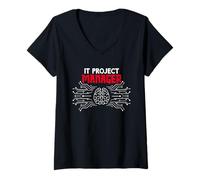 Women's Nerd IT Project Manager Funny Nerd Computer Science Coder V-Neck T-Shirt