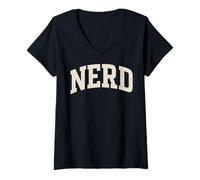 Womens Nerd Scientist Laboratory Teacher AI Smart Genius Brain Cool V-Neck T-Shirt