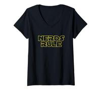 Womens Nerds Rule: Funny Sci-Fi Nerd Gift for Men, Women, and Kids V-Neck T-Shirt