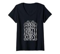 Women's Nerdy Dirty Inked & Curvy V-Neck T-Shirt