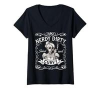 Womens Nerdy Dirty Princess Inked and Curvy Tattooed and Curvy V-Neck T-Shirt