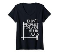 Womens Nerdy Don't Forget to Label Your Axes Math Teacher Geek Wht V-Neck T-Shirt