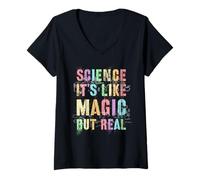 Womens Nerdy Science It's Like Magic BUT Real Biology Mom Inspire V-Neck T-Shirt
