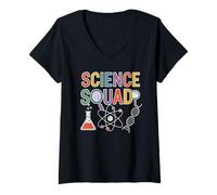 Womens Nerdy Science Squad Teacher Mom Learn STEM Nerd Robotics V-Neck T-Shirt