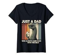 Women's Nessie Dad Who Always Came Back with The Milk Retro Sunset V-Neck T-Shirt