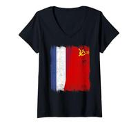 Womens Netherlands Soviet Union Flag Dutch USSR Heritage V-Neck T-Shirt