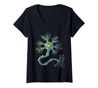Women's Neurobiology Neuron Cell Brain Science Abstract Style V-Neck T-Shirt