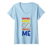 Womens Neurodivergent Autism ASD ADHD ADHS Celebrate Neurodiversity V-Neck T-Shirt
