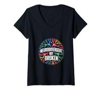 Women's Neurodivergent Not Broken Autism Awareness Identity V-Neck T-Shirt