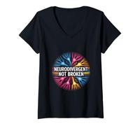 Women's Neurodivergent Not Broken Autism Awareness Support V-Neck T-Shirt