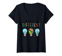 Womens Neurodiversity Brain Autism Awareness ASD ADHD Unisex Adult V-Neck T-Shirt