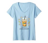 Women's Neurodiversity Fueled By Coffee and Inclusion Teacher Autism V-Neck T-Shirt