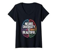 Women's Neurodiversity is Beautiful Autism ADHD Awareness V-Neck T-Shirt