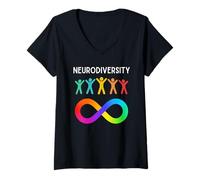 Womens Neurodiversity Neurodivergent Rainbow Affinity ADHD Autism V-Neck T-Shirt