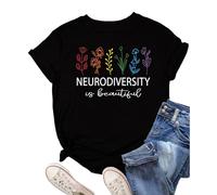 Womens Neurodiversity Shirt Autism Awareness Tshirts Mental Health Awareness Short Sleeve Tops Tee 2025 Going Out Tops for Women Black