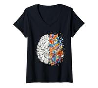 Women's Neurologist Brain Left and Right Thinking Creativity Concept V-Neck T-Shirt