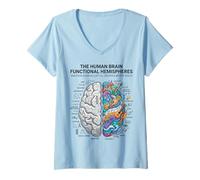 Women's Neuroscience Brain Analytical vs Creative Mind Concept V-Neck T-Shirt