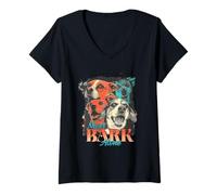 Women's Never Bark Alone Dog Pack Pop Art Canine Lovers V-Neck T-Shirt