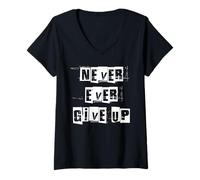 Women's Never Ever Give Up V-Neck T-Shirt