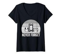 Womens Never Forget Retro Nostalgia Media Tech V-Neck T-Shirt