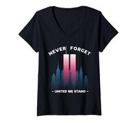 Womens Never Forget September 11 2001 Memorial Day American Flag V-Neck T-Shirt