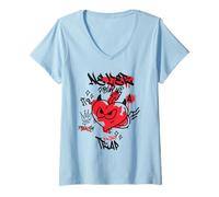 Womens Never Grow Up It's A Trap (Funny Heart Graffiti Graphic) V-Neck T-Shirt