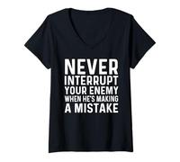 Women's Never Interrupt Your Enemy Making A Mistake Chess Player V-Neck T-Shirt