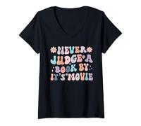 Womens Never Judge a Book by Its Movie Funny Reader Reading V-Neck T-Shirt