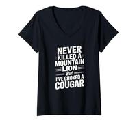 Women's Never Killed A Mountain Lion But Choked A Cougar V-Neck T-Shirt
