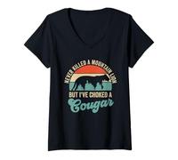 Womens Never Killed A Mountain Lion But I've Choked A Cougar V-Neck T-Shirt