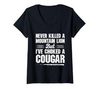 Womens Never Killed A Mountain Lion But I've Choked A Cougar V-Neck T-Shirt