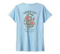 Women's Never Let The Same Snake Bite You Twice Serpent Rose V-Neck T-Shirt