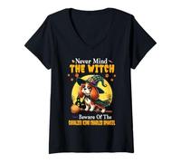 Womens Never Mind The Witch Beware of Cavalier King Charles Spaniel V-Neck T-Shirt