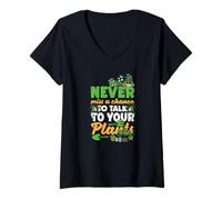 Womens Never Miss A Chance to Talk to Your Plants Funny Gardening V-Neck T-Shirt