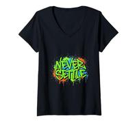 Womens Never Settle Graffiti Street Art Quote V-Neck T-Shirt
