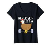 Womens Never Skip Leg Day Funny Gym Exercise Fitness Men Women V-Neck T-Shirt