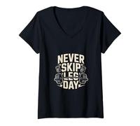 Women's Never Skip Leg Day Gym Workout Fitness V-Neck T-Shirt