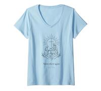 Women's Never Thirst Again John 4:14 Minimal Linework Christian V-Neck T-Shirt