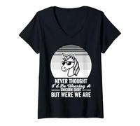 Womens Never Thought I'd Be Wearing A Unicorn Shirt V-Neck T-Shirt