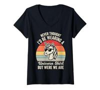 Womens Never Thought I'd Be Wearing A Unicorn Shirt V-Neck T-Shirt