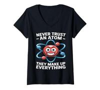 Womens Never Trust an Atom Saying Physics Science Chemistry Atom Ne V-Neck T-Shirt