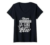 Women's Never Underestimate A Girl with A Bow Archer Arrow Archery V-Neck T-Shirt