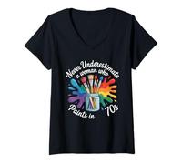 Women's Never Underestimate A Woman Who Paints in Her Heart V-Neck T-Shirt